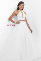 Blush - Beaded High Neck Chiffon Two-piece A-line Gown 11086