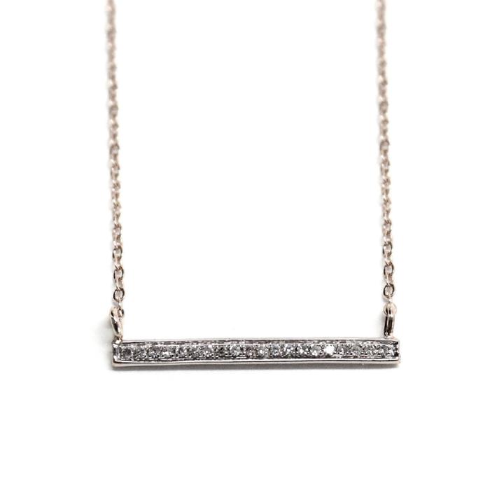 Rachael Ryen - 14k White Gold Diamond Bar Necklace