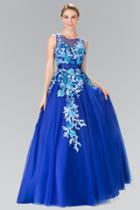 Elizabeth K - Floral Applique Embellishment Ball Gown Gl2252