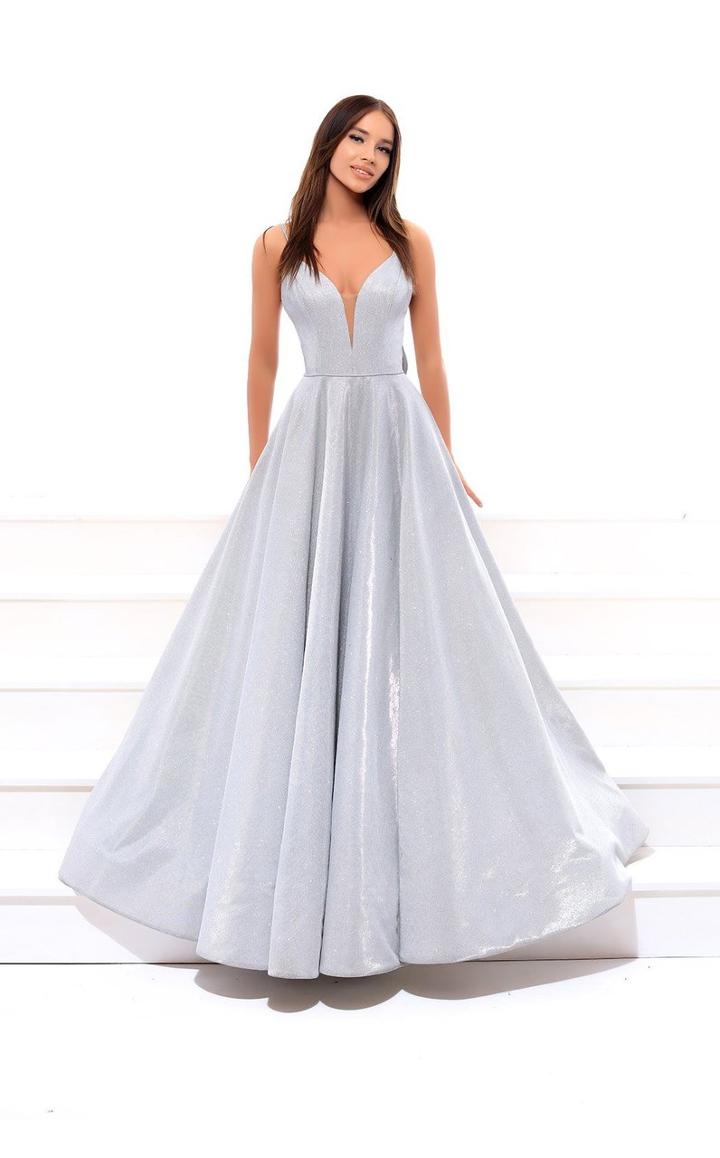 Tarik Ediz - 93492 Soft Pleated Plunging Bow Ballgown