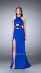 La Femme - Halter Neck Neoprene Dress In White 24312
