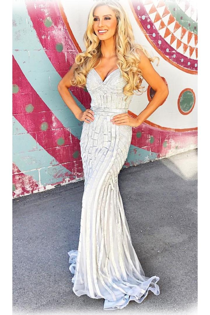 Johnathan Kayne - 8210 Crystal Embellished Deep V-neck Trumpet Gown