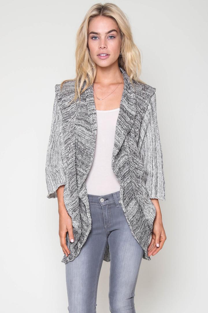 Goddis - Willow Over-sized Drape Cardigan In Black Cream