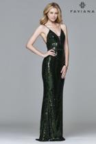 Faviana - S8011 Long Novelty Sequin V-neck Dress