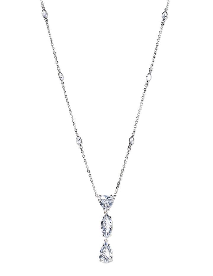 Cz By Kenneth Jay Lane - Three Stone Drop Necklace