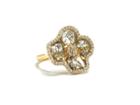 Tresor Collection - Organic Diamond Flower Ring With White Diamond Pave Frame Set In 18k Yellow Gold Default Title