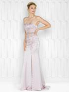 Colors Couture - J036 Strapless Floral Mermaid Gown With Slit