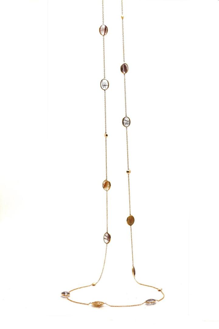Tresor Collection - 18kt Yellow Gold Necklace With Multi Rutile Quartz