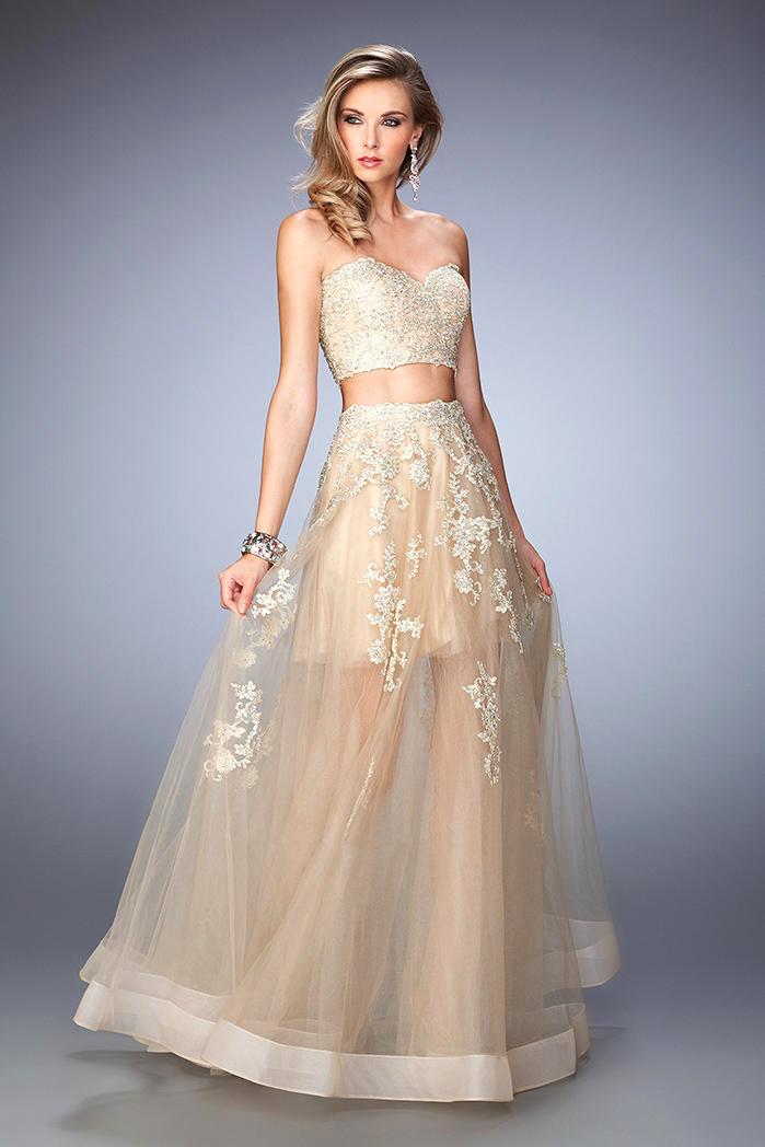 La Femme - 22602 Two-piece Sheer Embroidered Evening Gown