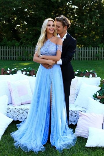 Tarik Ediz - 50295 Beaded Halter A-line Dress