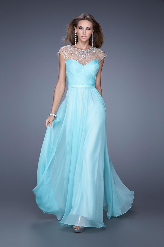 La Femme - 20739 Embellished Illusion Jewel A-line Dress
