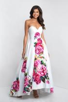 Blush - C1039 Floral Printed Sweetheart High Low Ballgown