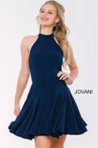 Jovani - High Halter A-line Jersey Cocktail Dress 42455