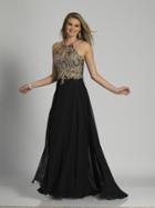 Dave & Johnny - 3115 Lace Festooned Cutout Long Gown