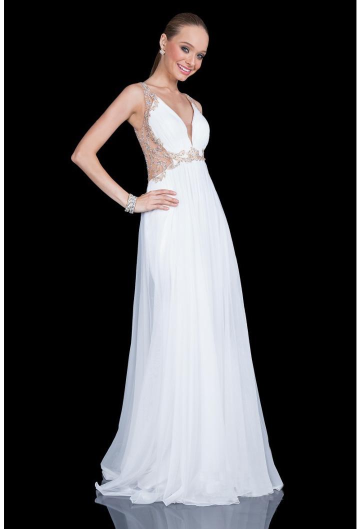Terani Couture - 1611p0282a Jeweled V-neck A-line Dress