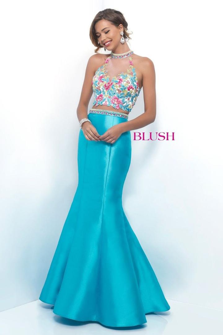 Blush - Two-piece Embellished Mikado Trumpet Gown 11250