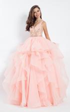 Rachel Allan - 6101 Beaded V-neck Ruffled Tulle Ballgown