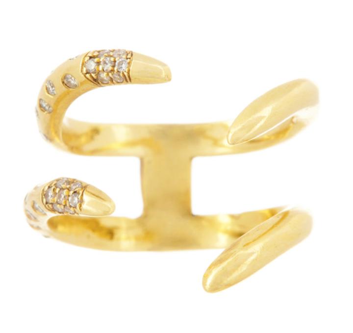 Logan Hollowell - Double Tusk Ring With Sprinkled Diamonds