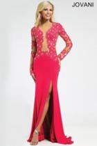 Jovani - Illusion Boat Neck Embellished Floral Applique Evening Dress 99165