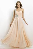 Blush - One Shoulder Pleated Long Dress 9760