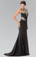 Elizabeth K - Embellished Scoop Neck Rome Trumpet Dress Gl2312