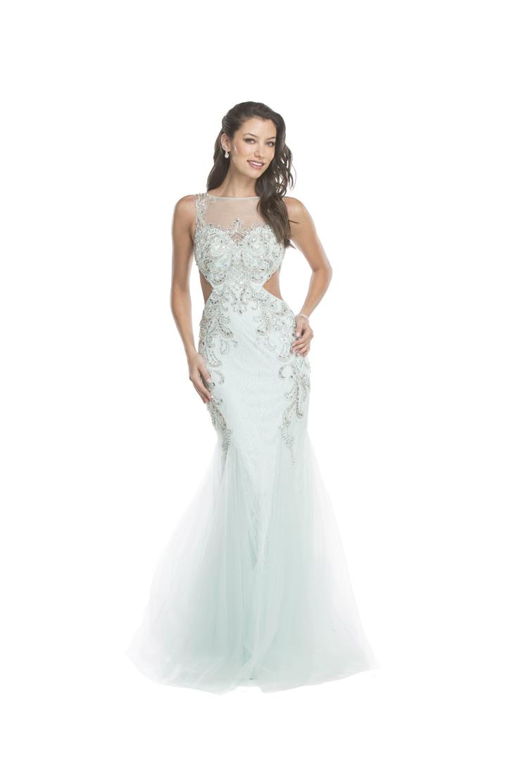 Aspeed - L1655 Embellished Sheer Bateau Trumpet Prom Dress