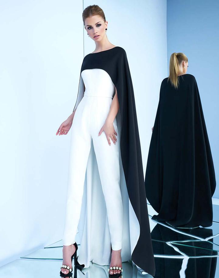 Ieena Duggal - 25634i Jumpsuit With Floor Length Cape