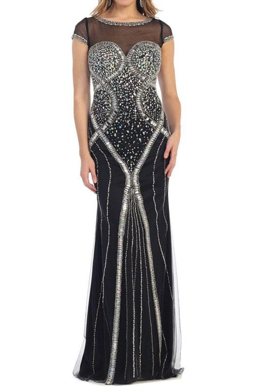 May Queen - Long Embellished Short Sleeve Dress Rq7285