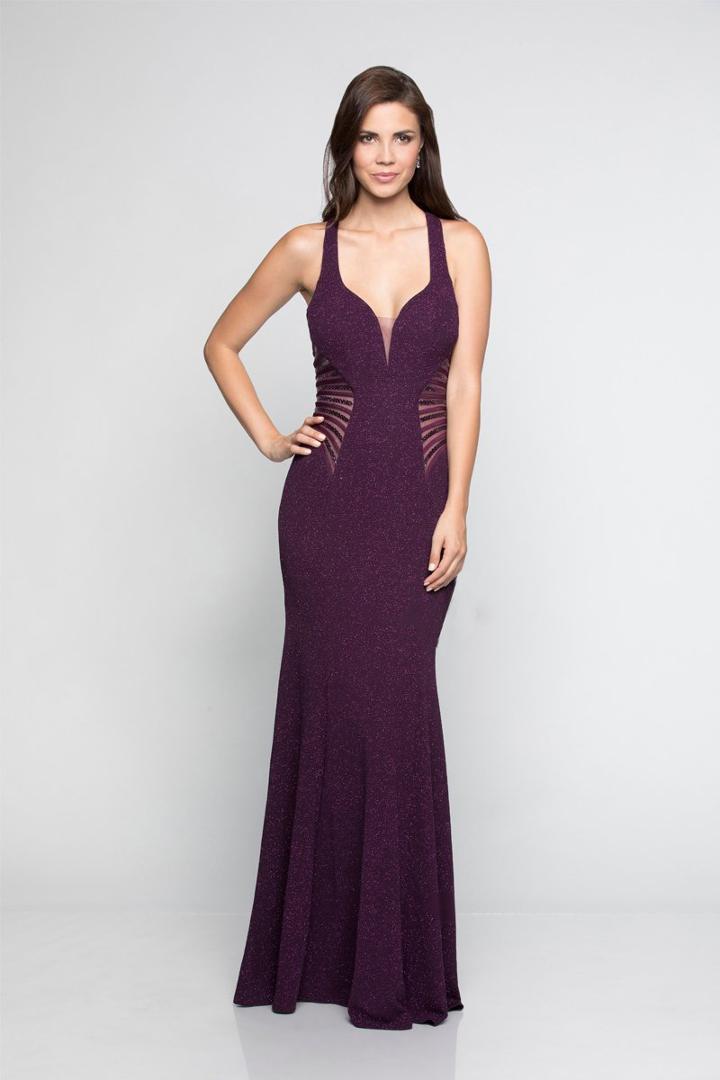 Milano Formals - E2389 Embellished Deep V-neck Sheath Dress