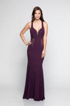 Milano Formals - E2389 Embellished Deep V-neck Sheath Dress