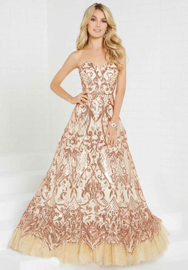 Tiffany Homecoming - 16299 Floral Sequined Tulle Ruffled A-line Dress