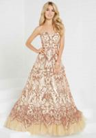 Tiffany Homecoming - 16299 Floral Sequined Tulle Ruffled A-line Dress