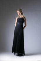 Cinderella Divine - Sequined Lace Bateau Pleated A-line Dress