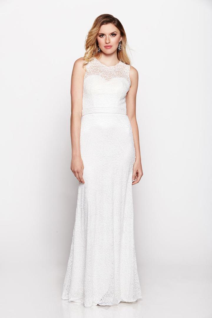Milano Formals - Strapless Lace Embellished Fit And Flare Dress E1822