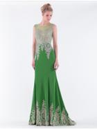Colors Dress - 1362 Gilt Beaded Lace Illusion Gown