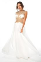 Brit Cameron - 16356 Long Chiffon Dress With Beaded Sheer Bodice