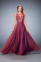 La Femme - 22407 Lace Illusion Bateau A-line Dress