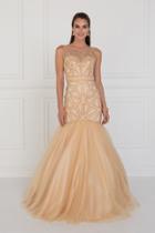 Elizabeth K - Gl1510 Sleeveless Fitted Tulle Trumpet Gown