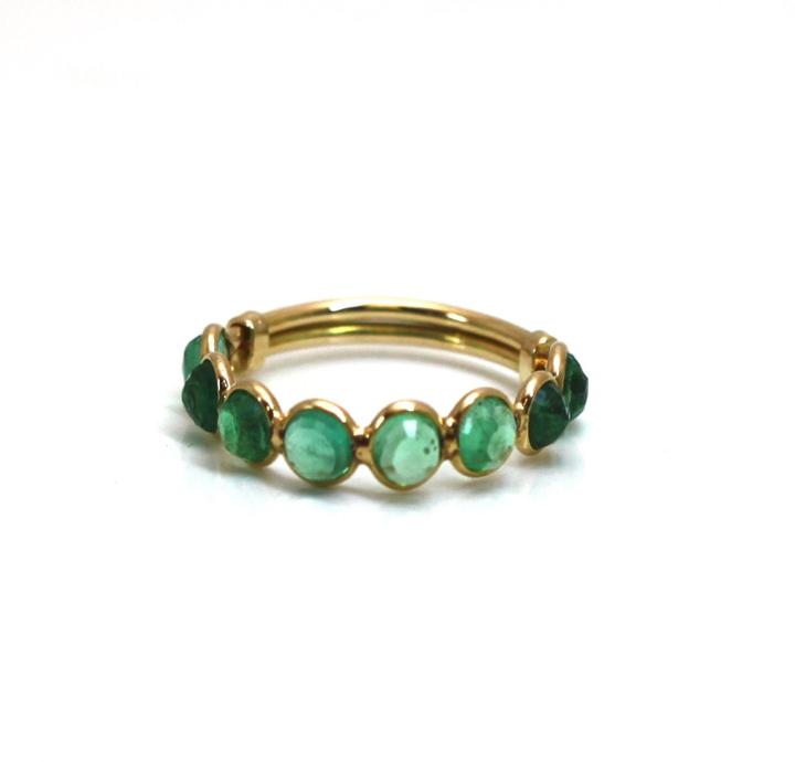 Tresor Collection - Blue Sapphire Round Rose Cut Top Stack Ring With Adjustable Shank In 18k Yg