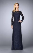 La Femme - 24869 Long-sleeved Scalloped Lace Evening Gown