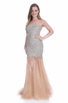 Terani Couture - Rhinestone Embellished Sheer Evening Dress 1611p0284