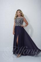 Tiffany Designs - 16313 Beaded Jewel Neck Chiffon A-line Gown