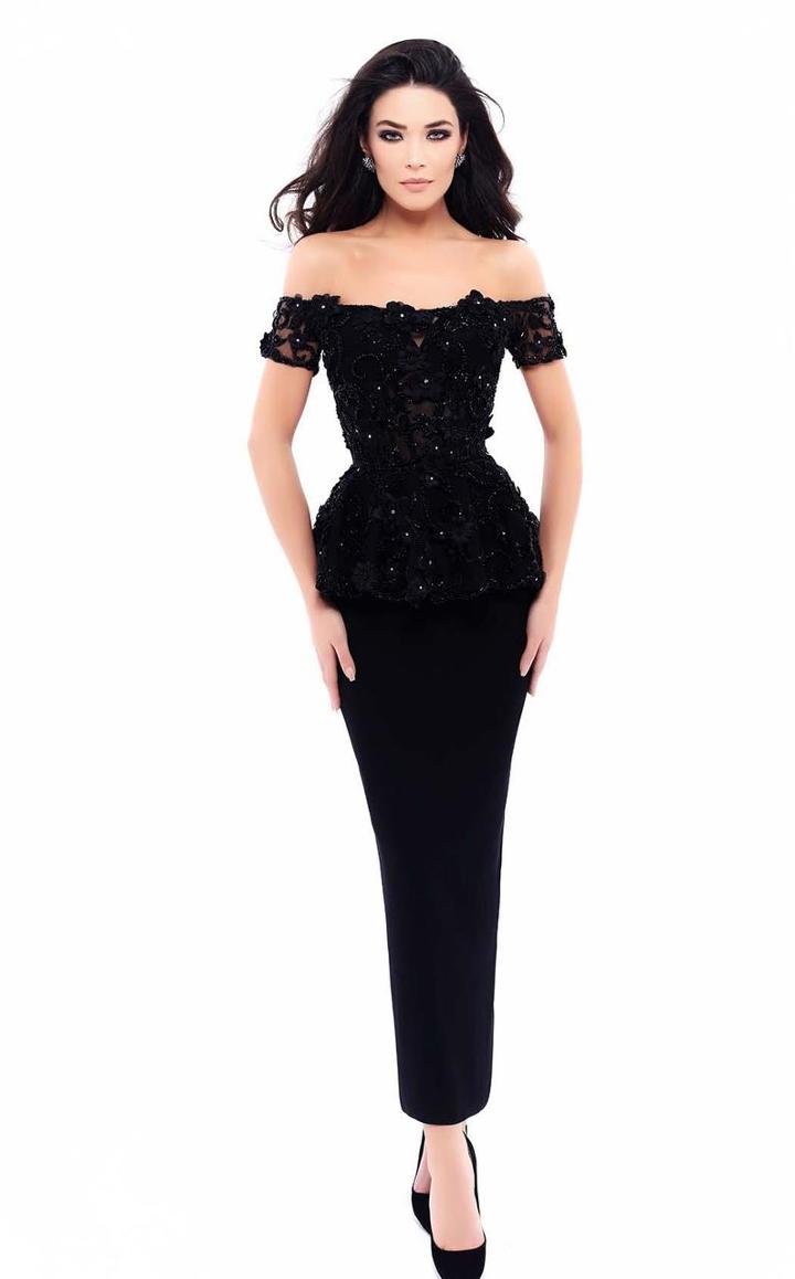 Tarik Ediz - 93319 Off-shoulder Peplum Crepe Gown