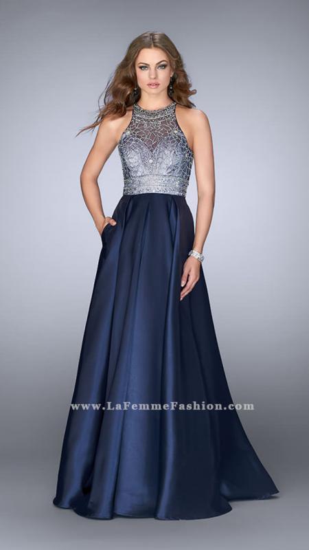 Gigi - Graceful Sparkling Jewel Neck Mikado Ball Gown 24789