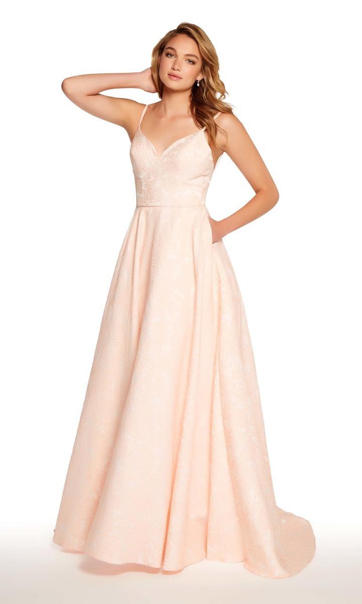 Alyce Paris - 60122 Spaghetti Strap Printed A-line Gown