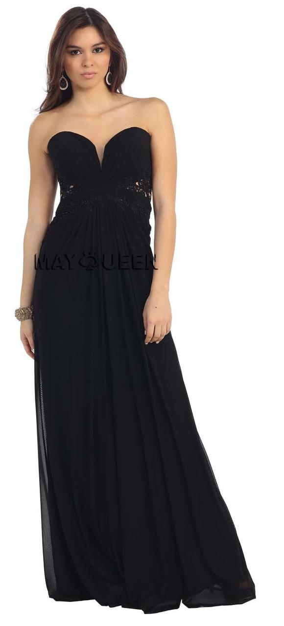 Sweetheart Beaded Lace Applique Illusion Back Evening Dress