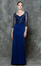 Marsoni By Colors - M175 Refined V-neck Illusion Gown
