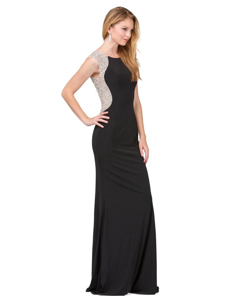 Dancing Queen - Cap Sleeved Bejeweled Sheath Gown
