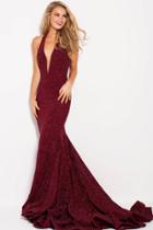 Jovani - 55414 Plunging Glitter Jersey Mermaid Gown