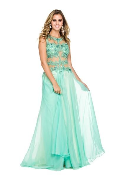 Nox Anabel - 8131 Sleeveless Floral Lace A Line Long Gown